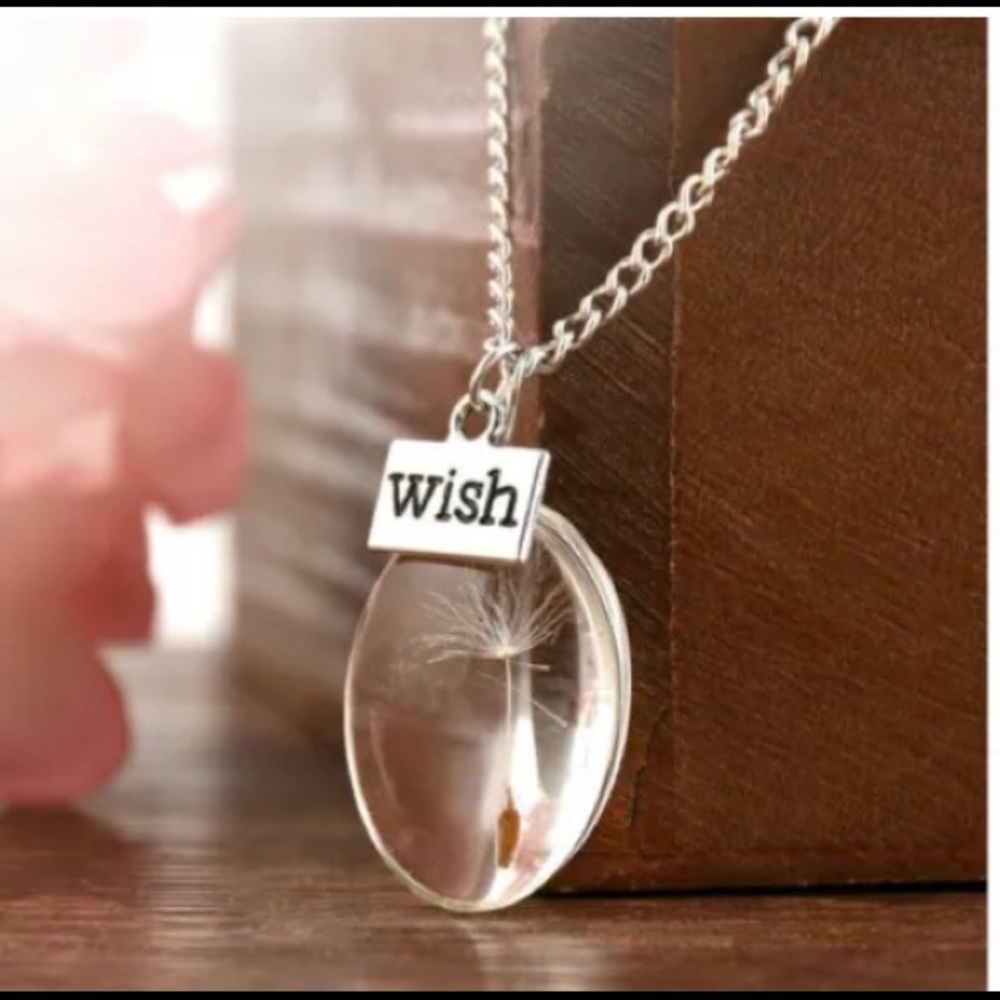 Ladies Dandelion seed Wish charm necklace